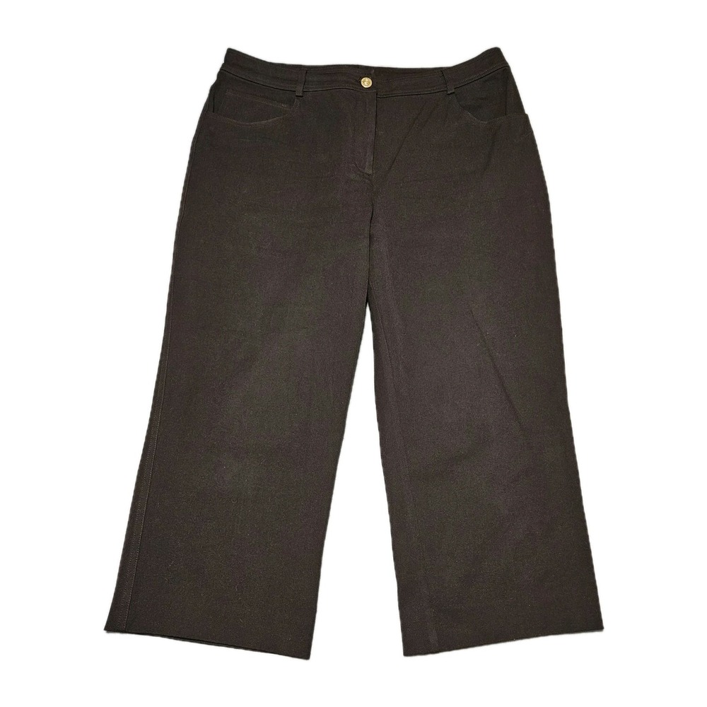 St. John Capri Trouser Pant‎ Women's Size 12 Brown 5 Pocket Casual USA MADE FLAW